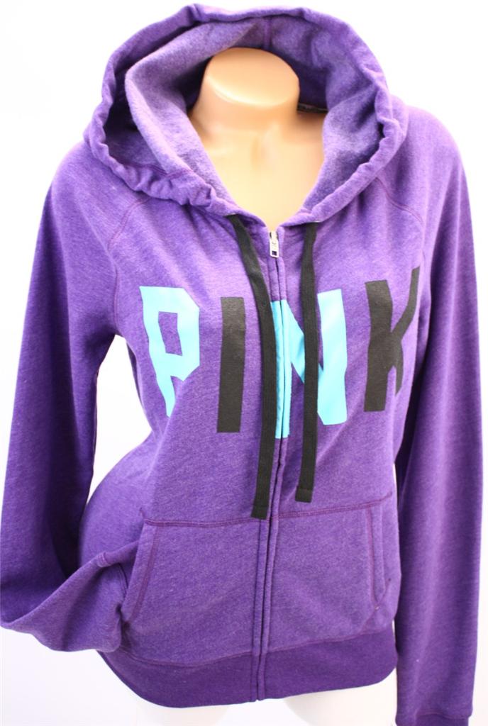 Victoria's Secret Love Pink Signature Zip Hoodie Sweatshirt | eBay