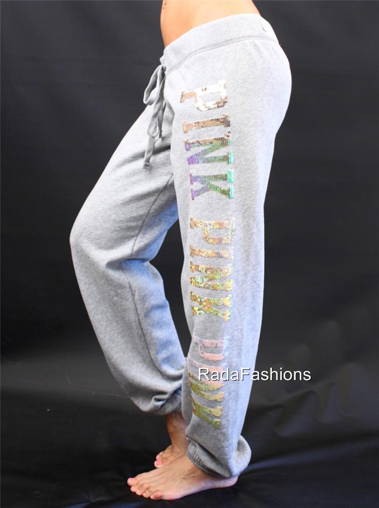 Victoria's Secret Love PINK Sequin Bling Wear Everywhere Campus Sweat