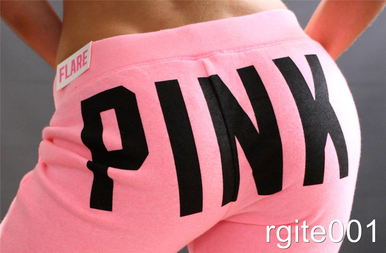 Victoria's Secret LOVE PINK Fitted Flare Butt Logo Neon Sweat Pants NWT | eBay