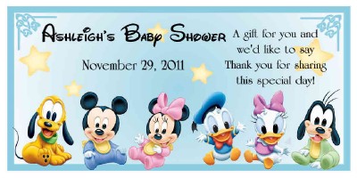 Water Babies Disney on 20 Disney Babies Mickey Minnie Baby Shower Favors Water Bottle Labels