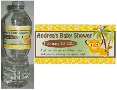 20 Lion King Baby Simba Baby Shower Water Bottle Labels