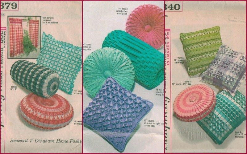Vintage 1960s Smocked Bolster Square Round Rectangle Throw Pillow Sewing Pattern eBay