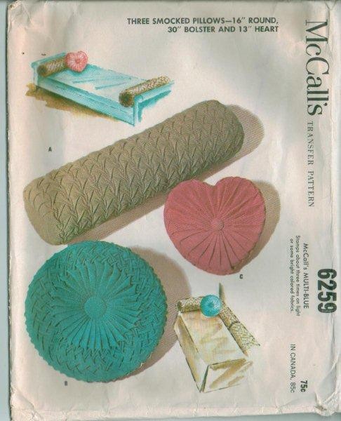 Vintage McCall s 1960s Smocked Throw Pillow Smocking Transfer Sewing Pattern Vtg eBay