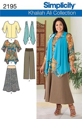 plus sewing simplicity patterns pattern 2195 tunic blouse vest sportswear peasant knit misses skirt tops 28w 20w womens 22w 24w