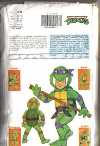 Vintage Teenage Mutant Ninja Turtles TMNT Costume Sewing Pattern