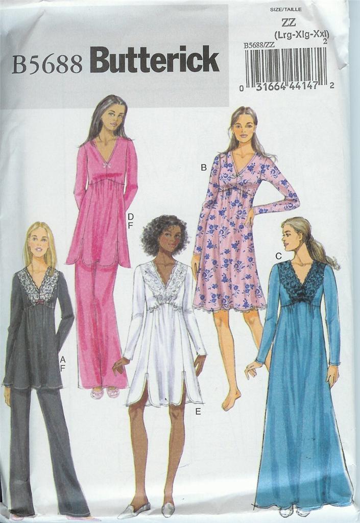 Butterick Sewing Pattern Sleepwear Lounge Wear Misses Plus Size Full