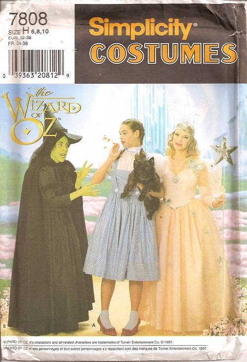 Wizard of Oz Costume Simplicity Sewing Pattern Adults or Kids Halloween
