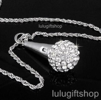 Details about WHITE GOLD PLATED MICROPHONE PENDANT NECKLACE USE ...