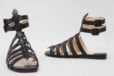 christian louboutin men's shoes - Christian Louboutin Neronna Napa Gladiator Black Flat Sandal Shoes ...