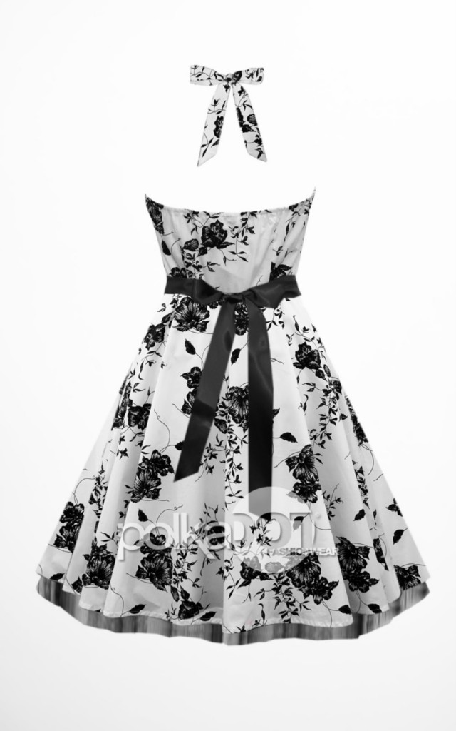 WHITE FLORAL PINUP ROCKABILLY PROM SWING DRESS 818 eBay