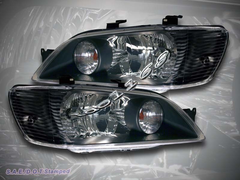 Details about 02 03 MITSUBISHI LANCER ES/LS/OZ JDM BLACK HEAD LIGHTS