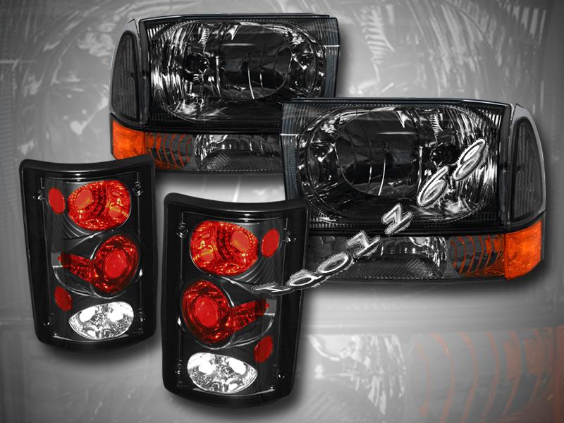 00 04 Ford Excursion Smoke Headlights Corner Black Tail