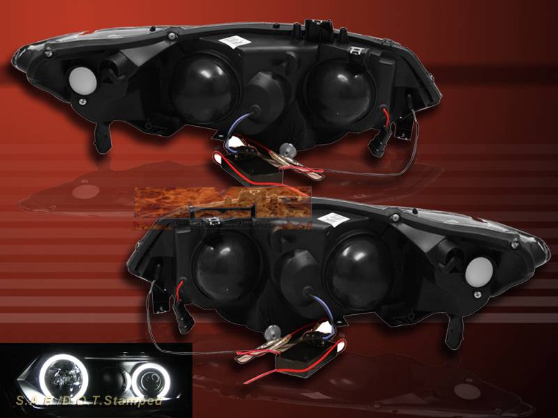 06 07 08 Honda Civic Projector Headlights Black Ccfl Two