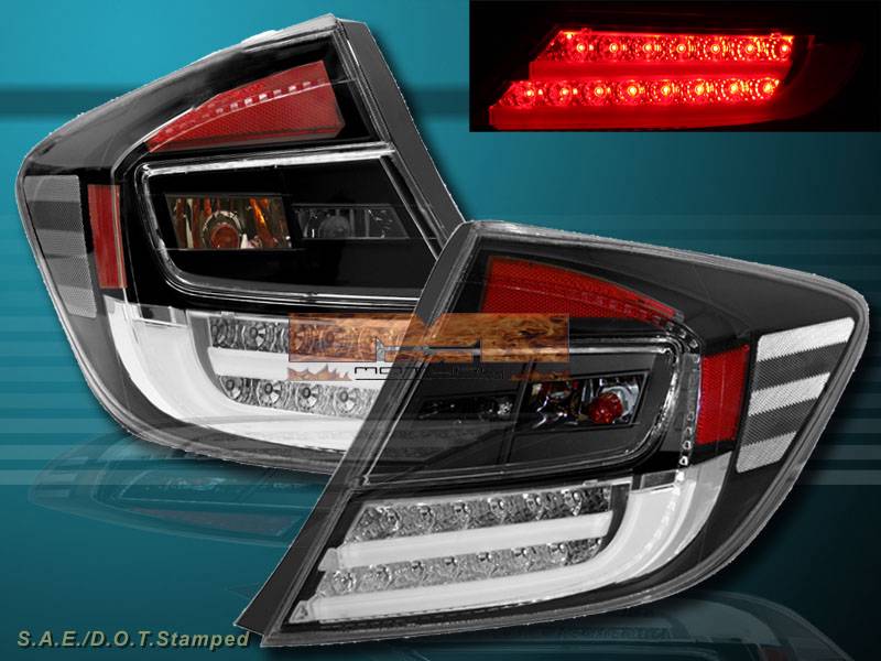 2012 HONDA CIVIC 4D SEDAN LED TAIL LIGHTS BLACK 4DR REAR BRAKE LAMPS eBay