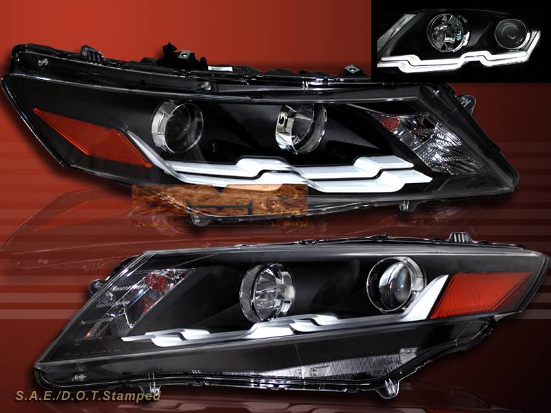 1012 HONDA ACCORD CROSSTOUR BLK PROJECTOR HEADLIGHTS w/ LED ILLUMINATE