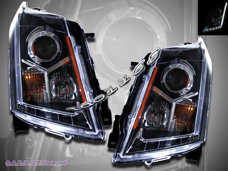 20102014 CADILLAC SRX BLACK PROJECTOR LED STRIP STYLE HEADLIGHTS W