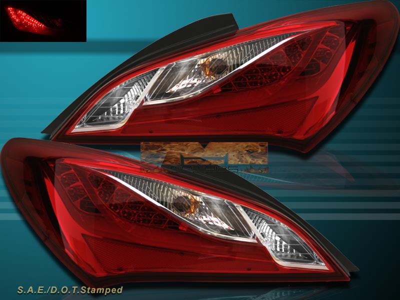 Fit 2010 2011 2012 2013 Genesis Coupe 2 Door Red / Clear LED Tail