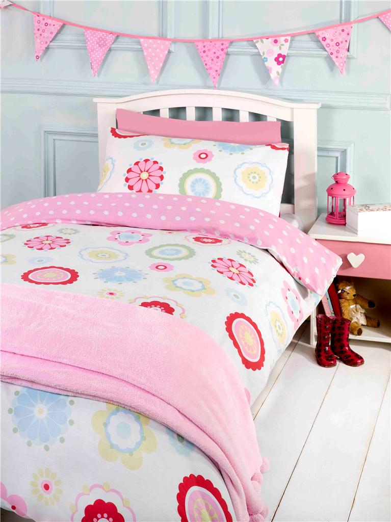 GIRLS FLOWERS TODDLER/COTBED BEDDING SET 110x125cm TO FIT IKEA