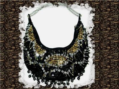 New Crystal Black Evening Crescent Beaded Handbag Purse