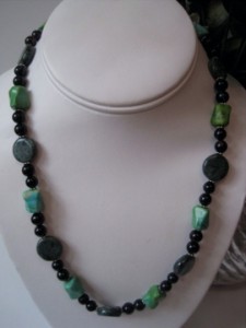 Designer Green Jasper Brown Agate Turquoise Necklace