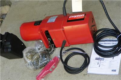 hoist 16fpm 10ft dayton ton phase lift chain electric