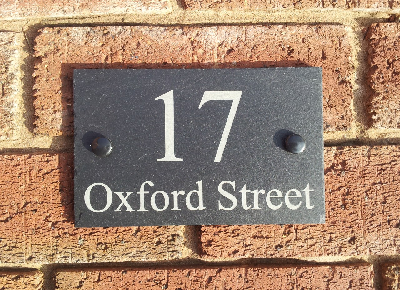 Personalised Natural Slate House Door Gate Number Sign Plaque Any Name