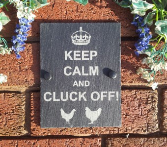 Funny Keep Calm And Carry On Chicken Hen Coop Sign Natural Slate Paque