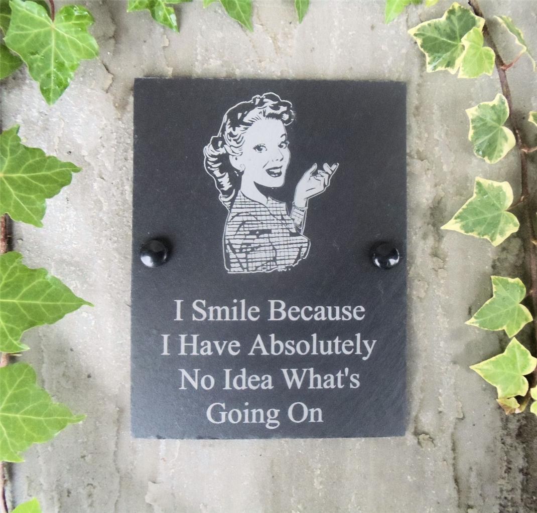 Funny Natural Slate Retro Style Office Home or Garden Plaque Sign