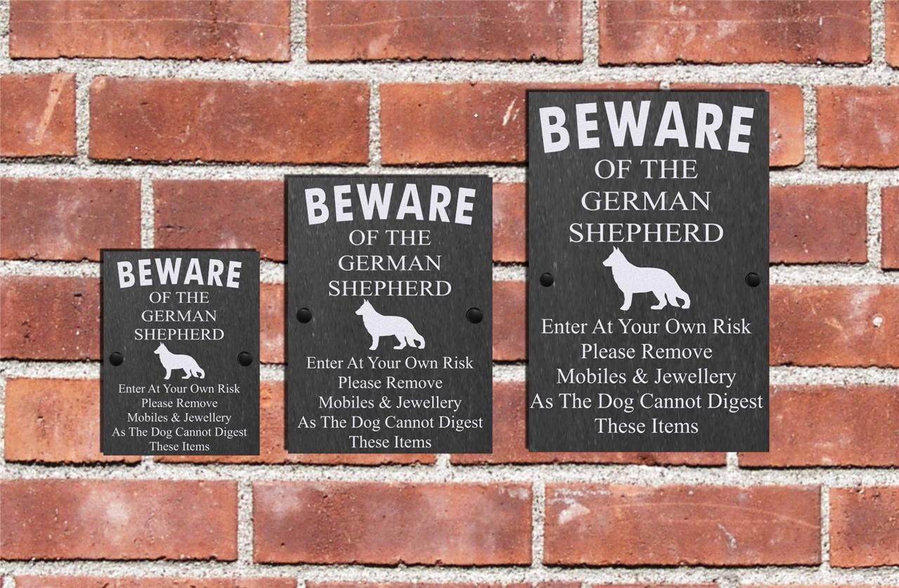Humorous Beware Of The Dogs Slate Sign Plaque 3 Sizes Available