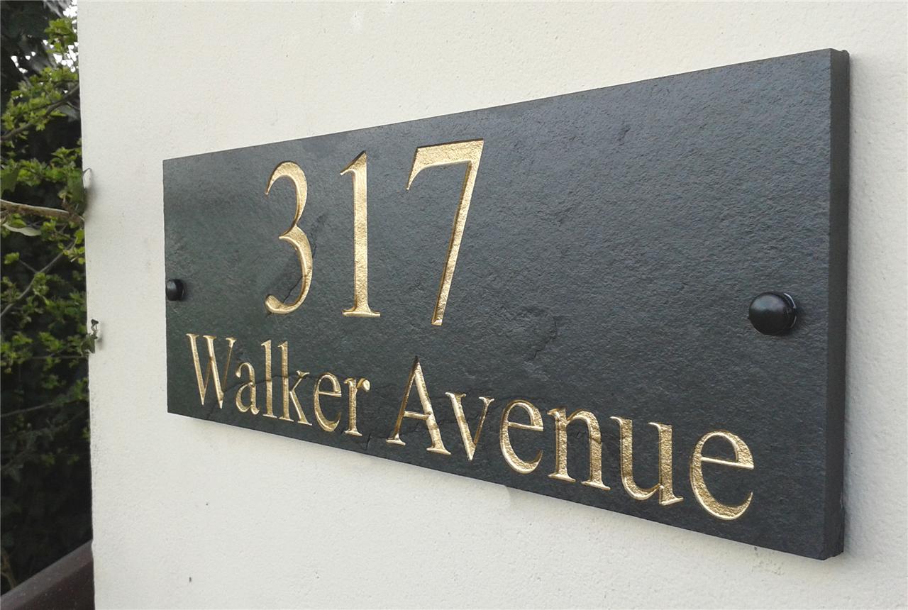 Engraved Natural Slate House Door Sign Name Number Plaque 40cm x 15cm