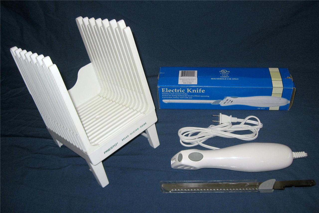 PRESTO Bread Slicer SLICING GUIDE Board + New ELECTRIC KNIFE Breadmaker