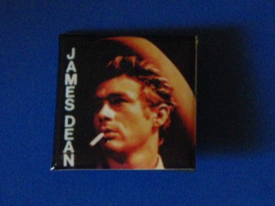 James Dean Smoking a Cigarette Vtg Pin Pinback Bage Promo Button Made in 