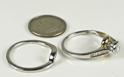 Contour Wedding Bands on 40ctw H Si1 Genuine Diamond Wedding Set Ring Band 3 7g Size 7   Ebay