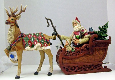 santa s sleigh toys reindeer 2 piece table top decoration santa s sleigh toys reindeer 2 piece table top decoration