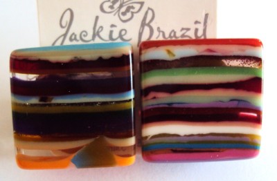 JACKIE BRAZIL SOBRAL CLIP ONS EARRINGS RESIN LUCITE NEW