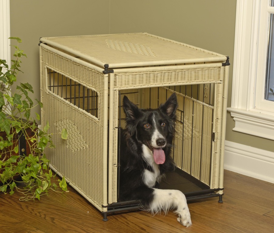 Wicker DOG HOUSE crate Rattan pet training kennel 4 szs eBay