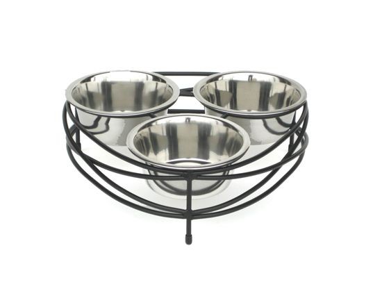 Small Dog Triple Bowl Feeder Elevated Raised Cat 3dish On Popscreen