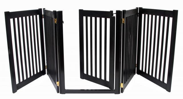 Wood walk thru door dog gate expand to 9 ft extra long fence zig zag indoor pen