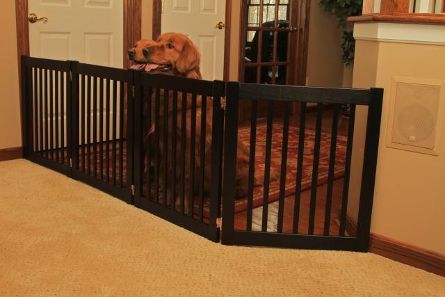 Details about DOG GATE wood FREESTANDING indoor barrier large dog 27 ...