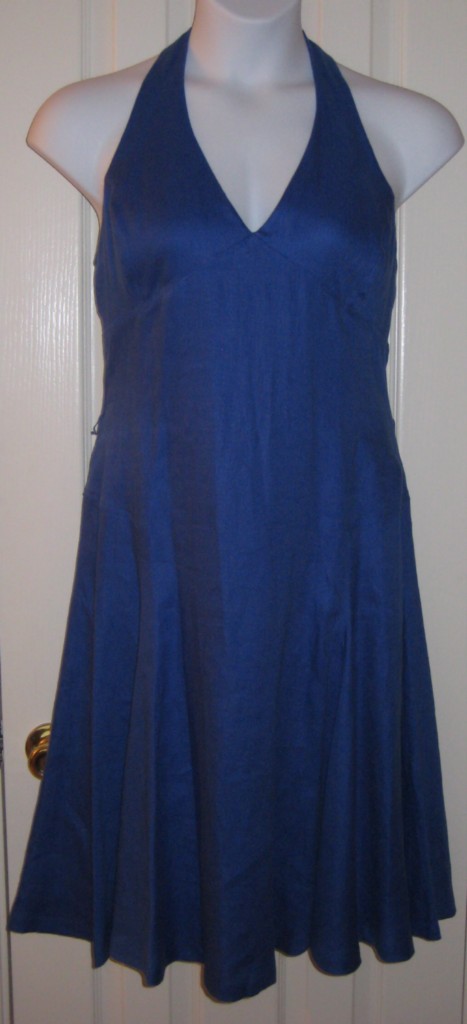 RALPH-LAUREN-BLUE-HALTER-DRESS-100-LINEN-NWT-189