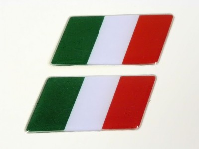 2 Italian Flag Badge Emblems Italy Ducati Ferrari Fiat