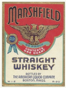 Vintage Marshfield Straight Whiskey Label American Liquor ...