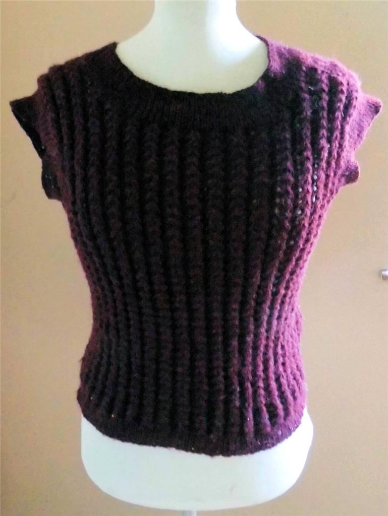 LADIES RETRO VINTAGE STYLE TANK TOP SLEEVELESS SWEATER JUMPER HAND KNITTED M ...