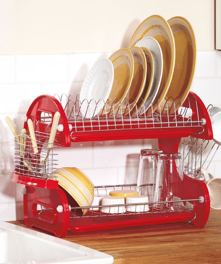NEW 2Tier Deluxe Black Dish Drainer Strainer Drying Rack 