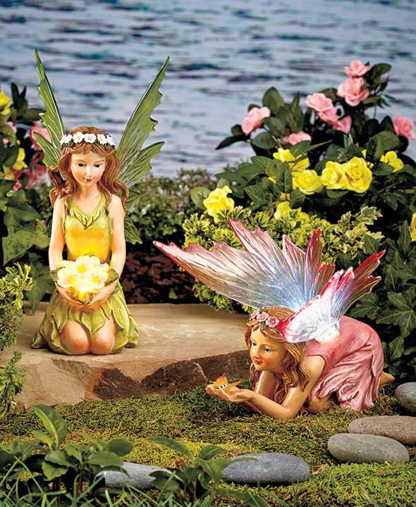 solar garden fairy statue