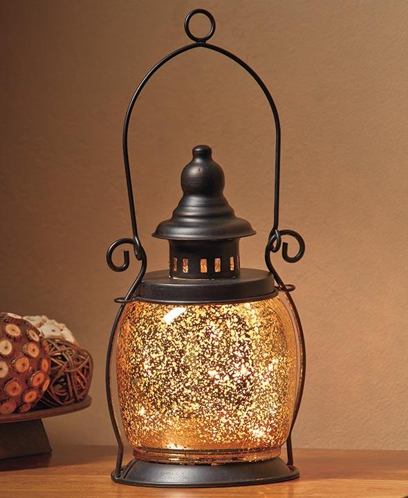 New Lighted Mercury Glass Lanterns Red or Gold Mantel Centerpiece