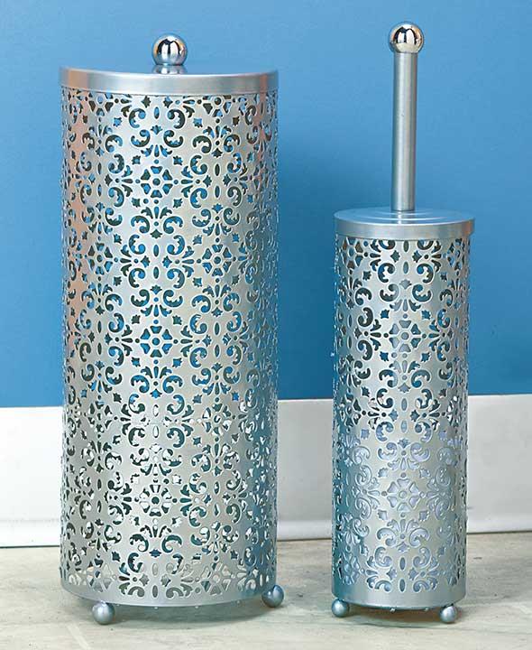 NEW 2 Pc Elegant Toilet Paper & Brush Holder Sets Chocolate Brown or