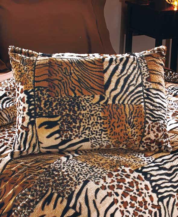 New Safari Faux Fur Animal Print Bedding Comforter Sham Pillow Full