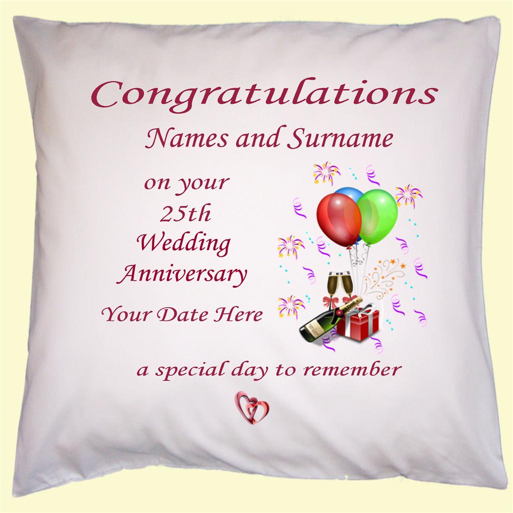 ... WEDDING ANNIVERSARY GIFT CUSHION COVER with NAMES DATE & YEAR