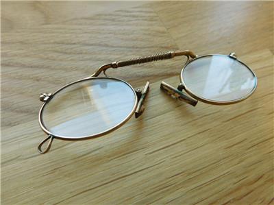 Solid 9C Gold Antique Pince Nez Spectacles eye glasses ...